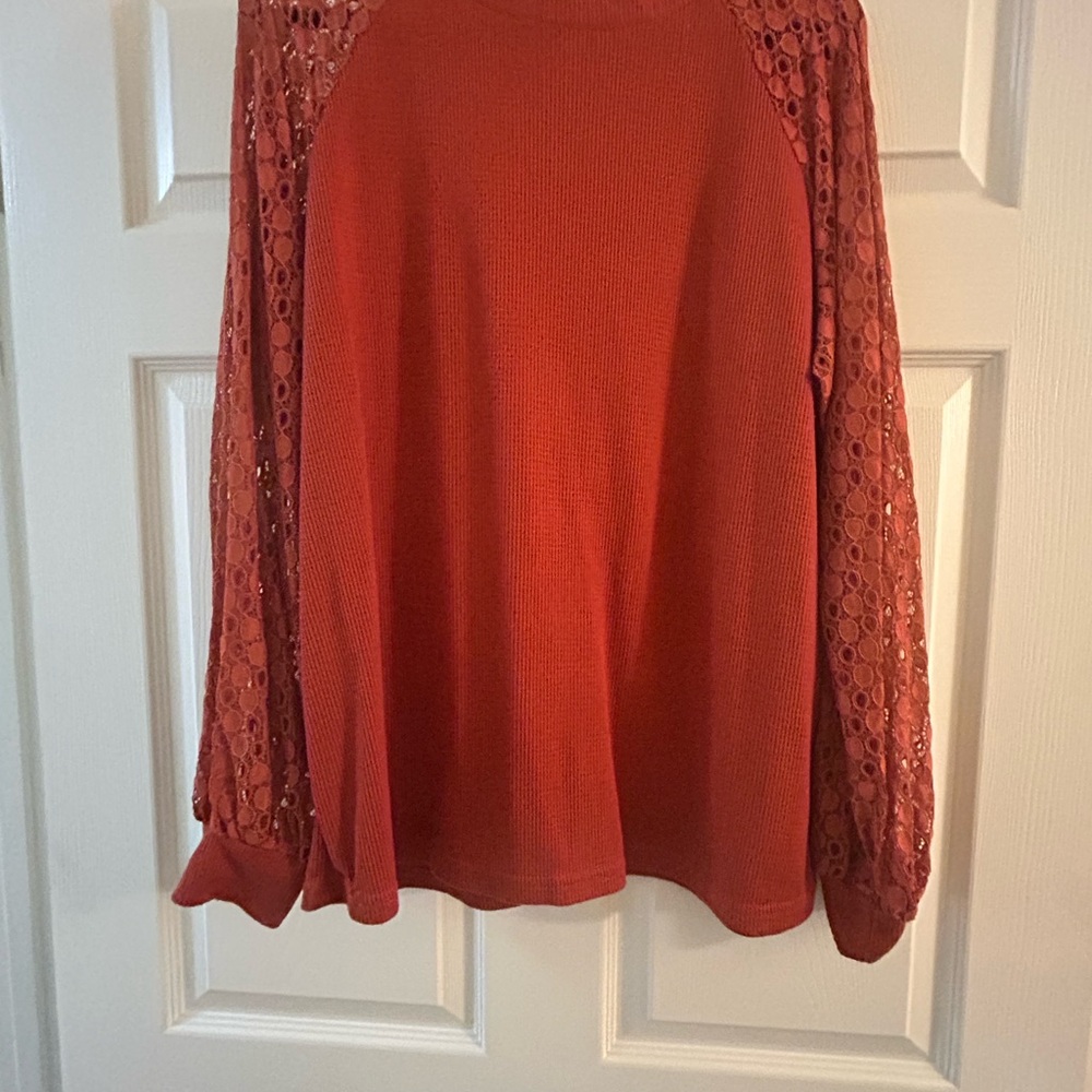 Orange Lace Sleeve Top